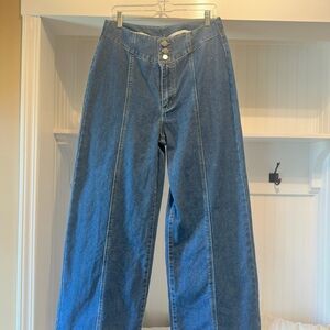 SHEIN Blue Flare Wide Leg Jeans